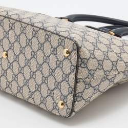 Pre Owned Gucci Multicolor GG Supreme Monogram and Leather Small Tuscany Top Zip Tote