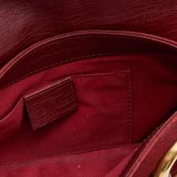 Pre Owned Gucci Red GG Canvas and Leather Horsebit Chain Clutch