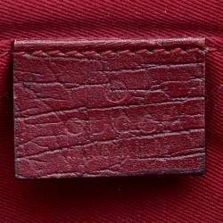 Pre Owned Gucci Red GG Canvas and Leather Horsebit Chain Clutch