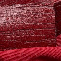 Pre Owned Gucci Red GG Canvas and Leather Horsebit Chain Clutch