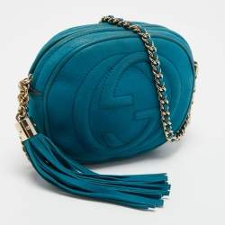 Pre Owned حقيبة كروس غوتشي سوهو ديسكو جلد زرقاء  بسلسلة