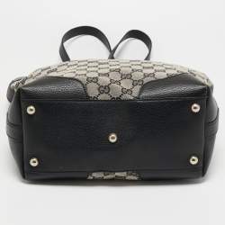 Pre Owned Gucci Black/Grey GG Canvas and Leather Bucket Tote