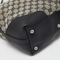 Pre Owned Gucci Black/Grey GG Canvas and Leather Bucket Tote