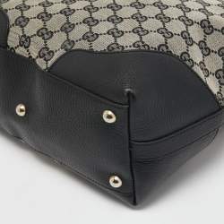 Pre Owned Gucci Black/Grey GG Canvas and Leather Bucket Tote