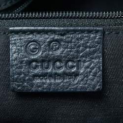 Pre Owned Gucci Black/Grey GG Canvas and Leather Bucket Tote