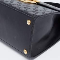 Gucci Black Guccissima Leather Small Padlock Top Handle Bag