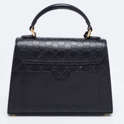 Gucci Black Guccissima Leather Small Padlock Top Handle Bag
