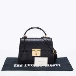 Gucci Black Guccissima Leather Small Padlock Top Handle Bag
