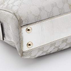 Pre Owned Gucci Silver GG Canvas and Leather New Britt Boston Bag