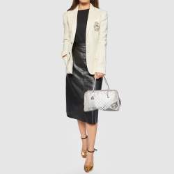 Pre Owned Gucci Silver GG Canvas and Leather New Britt Boston Bag