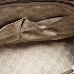 مملوكة مسبقًا Gucci Metallic Beige Leather Bright Bit Tote