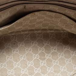 مملوكة مسبقًا Gucci Metallic Beige Leather Bright Bit Tote