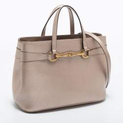 مملوكة مسبقًا Gucci Metallic Beige Leather Bright Bit Tote