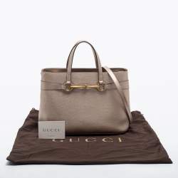 مملوكة مسبقًا Gucci Metallic Beige Leather Bright Bit Tote