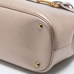 مملوكة مسبقًا Gucci Metallic Beige Leather Bright Bit Tote