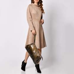 Pre Owned Gucci Metallic Green Leather Large Hysteria Clutch