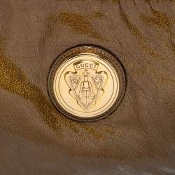 Pre Owned Gucci Metallic Green Leather Large Hysteria Clutch