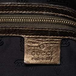 Pre Owned Gucci Metallic Green Leather Large Hysteria Clutch