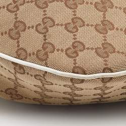 Pre Owned Gucci Beige/White GG Canvas and Leather Positano Scarf Hobo