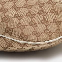 Pre Owned Gucci Beige/White GG Canvas and Leather Positano Scarf Hobo