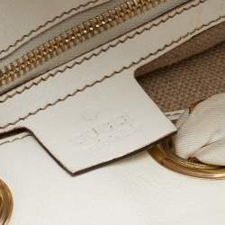 Pre Owned Gucci Beige/White GG Canvas and Leather Positano Scarf Hobo