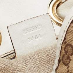 Pre Owned Gucci Beige/White GG Canvas and Leather Positano Scarf Hobo