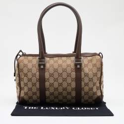 Gucci Beige/Brown GG Canvas and Leather Boston Bag
