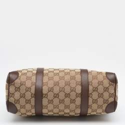 Gucci Beige/Brown GG Canvas and Leather Boston Bag