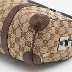 Gucci Beige/Brown GG Canvas and Leather Boston Bag