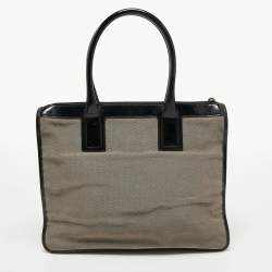 مملوكة مسبقًا Gucci Black Canvas and Patent Leather Front Pocket Tote