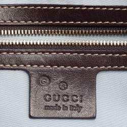 Pre Owned Gucci Multicolor Horsebit Print Canvas and Leather Bamboo Boston Bag