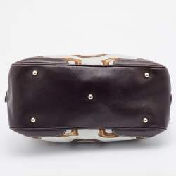 Pre Owned Gucci Multicolor Horsebit Print Canvas and Leather Bamboo Boston Bag