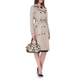 Pre Owned Gucci Multicolor Horsebit Print Canvas and Leather Bamboo Boston Bag