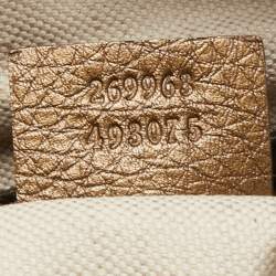 مملوكة مسبقًا Gucci Metallic Olive Green Leather Medium Ride Tote