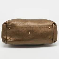 مملوكة مسبقًا Gucci Metallic Olive Green Leather Medium Ride Tote