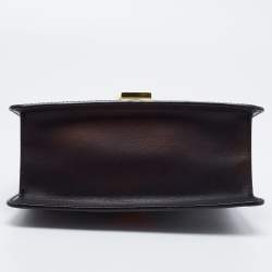 Pre Owned Gucci Black Leather Mini Web Chain Sylvie Top Handle Bag