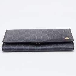 Gucci Black GG Supreme Canvas and Leather Flap Continental Wallet