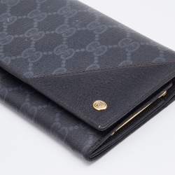 Gucci Black GG Supreme Canvas and Leather Flap Continental Wallet