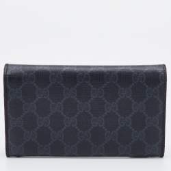 Gucci Black GG Supreme Canvas and Leather Flap Continental Wallet