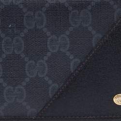 Gucci Black GG Supreme Canvas and Leather Flap Continental Wallet