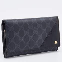 Gucci Black GG Supreme Canvas and Leather Flap Continental Wallet