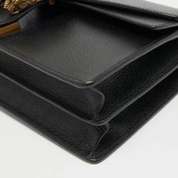 Pre Owned Gucci Black Leather Small Dionysus Web Shoulder Bag