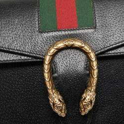 Pre Owned Gucci Black Leather Small Dionysus Web Shoulder Bag