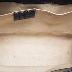 Pre Owned Gucci Blue Guccissima Patent Leather Small Emily Chain Shoulder Bag