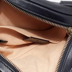 Pre Owned Gucci Black Matelasse Leather Leather GG Marmont Belt Bag