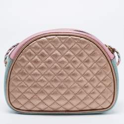 Pre Owned Gucci Metallic Pink/Green Leather Mini Trapuntata Zumi Shoulder Bag