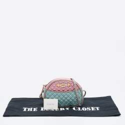 Pre Owned Gucci Metallic Pink/Green Leather Mini Trapuntata Zumi Shoulder Bag