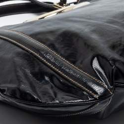 Pre Owned Gucci Black Patent Leather Medium Dialux Britt Tote