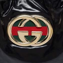Pre Owned Gucci Black Patent Leather Medium Dialux Britt Tote