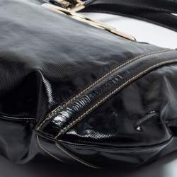 Pre Owned Gucci Black Patent Leather Medium Dialux Britt Tote